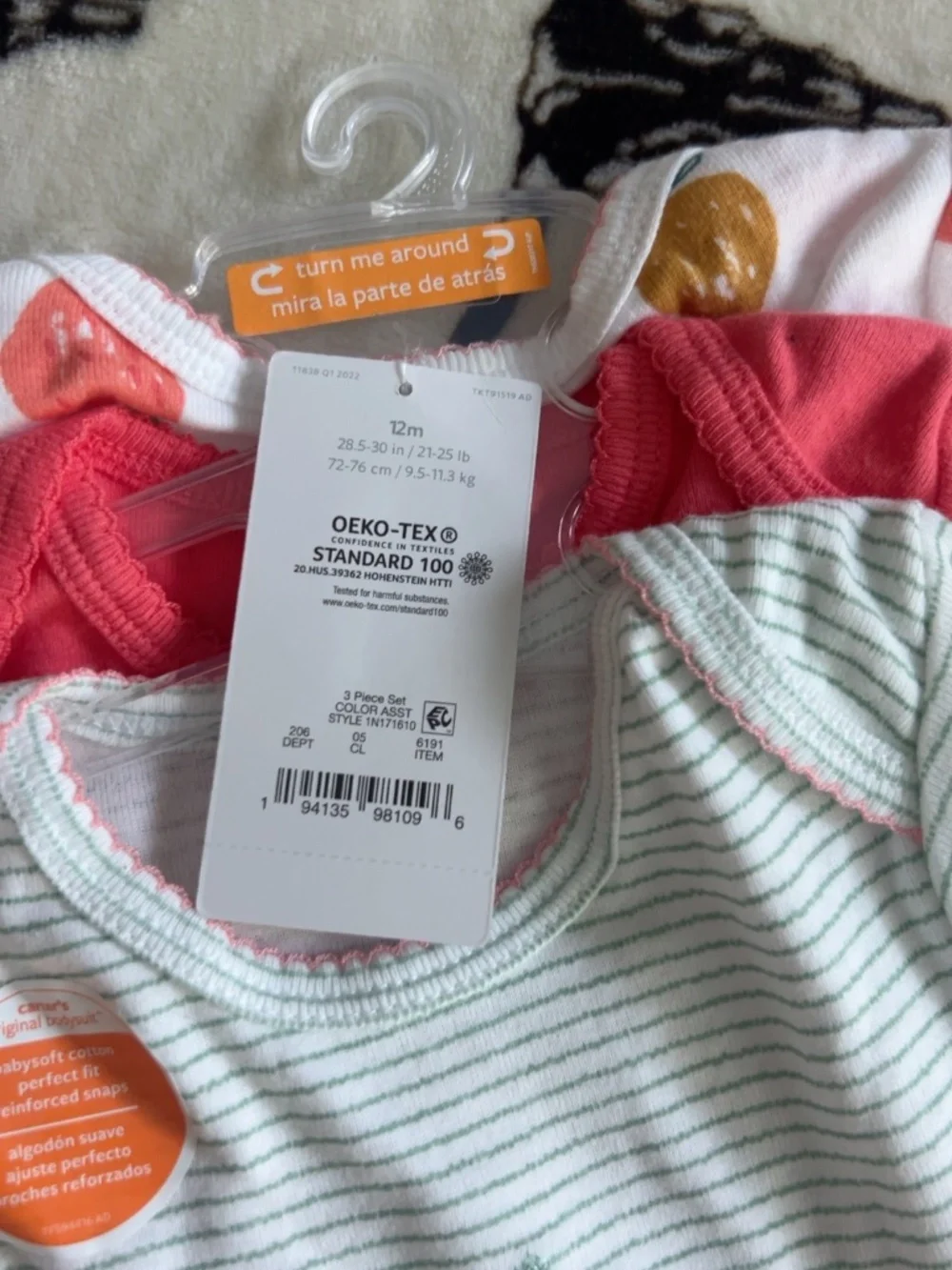 NWT Carter’s Baby Girl 3 Pack Bodysuits Strawberry 12M